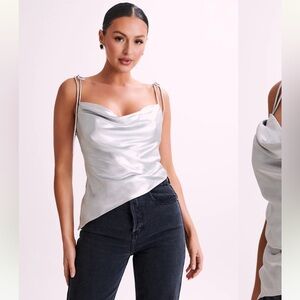 Meshki Silver satin camisole size medium